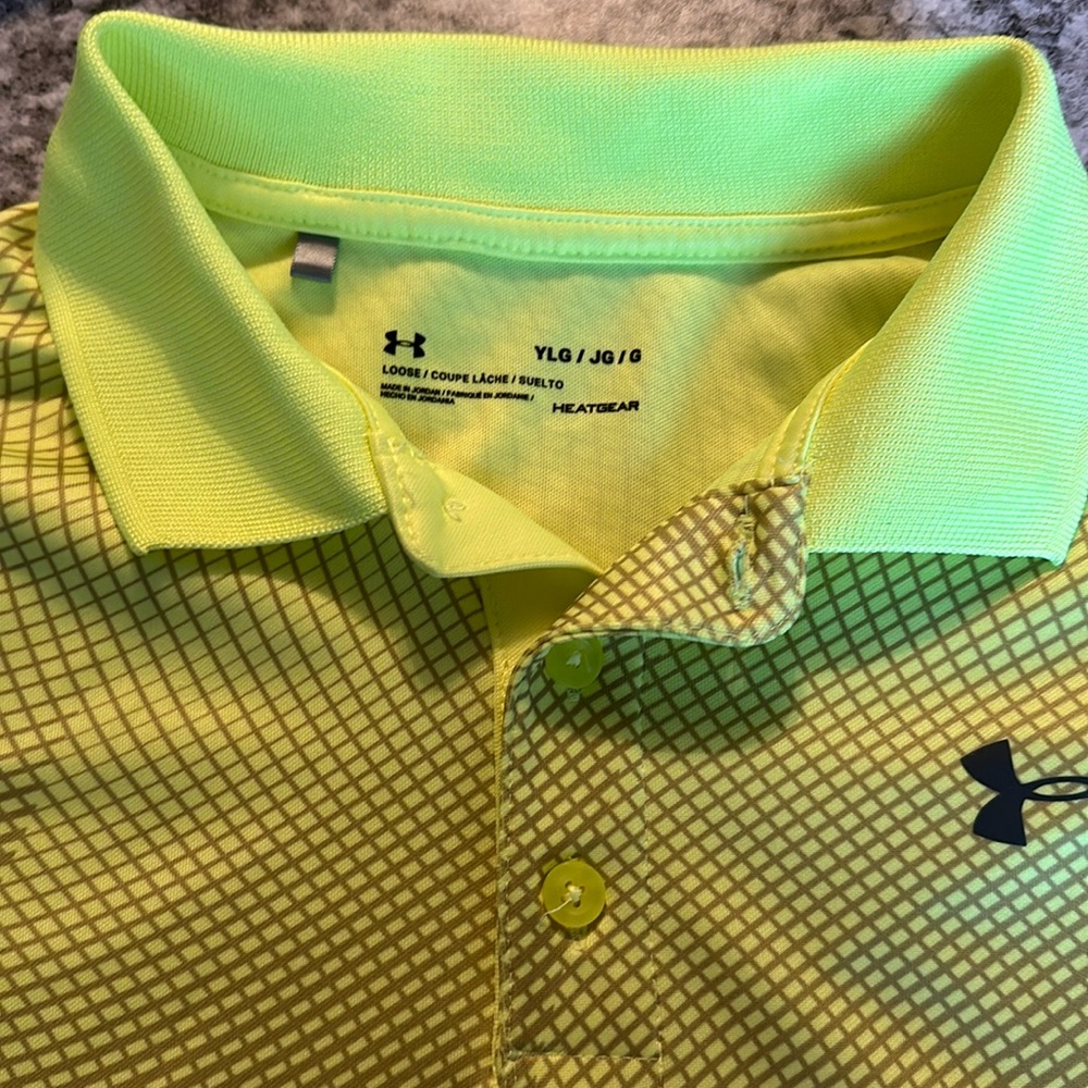 Under Armour youth large polo. Yellow and tan.